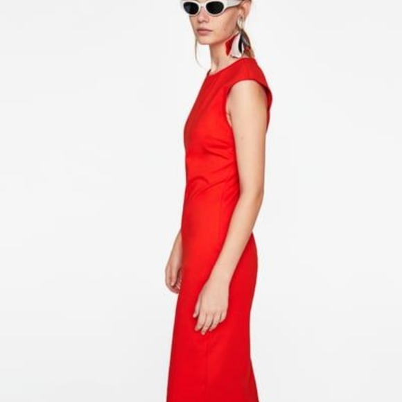 Zara Red Sleeveless Pencil Dress - Picture 4 of 4